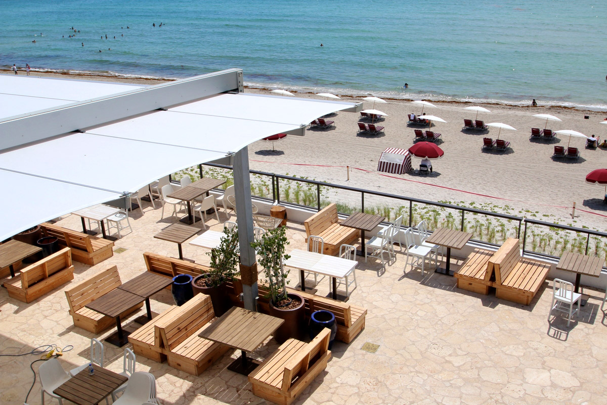 Retractable awning for luxury condominium