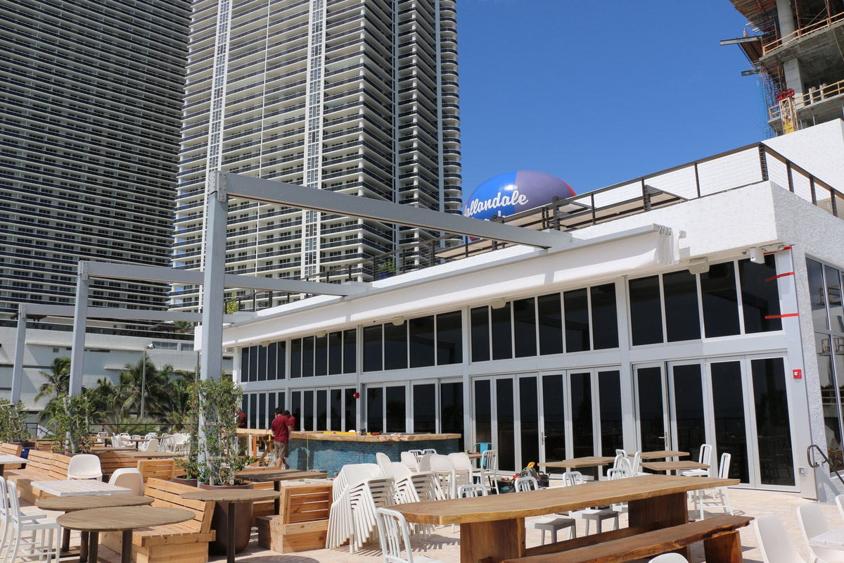 Retractable awning at The Beach Club Hallandale