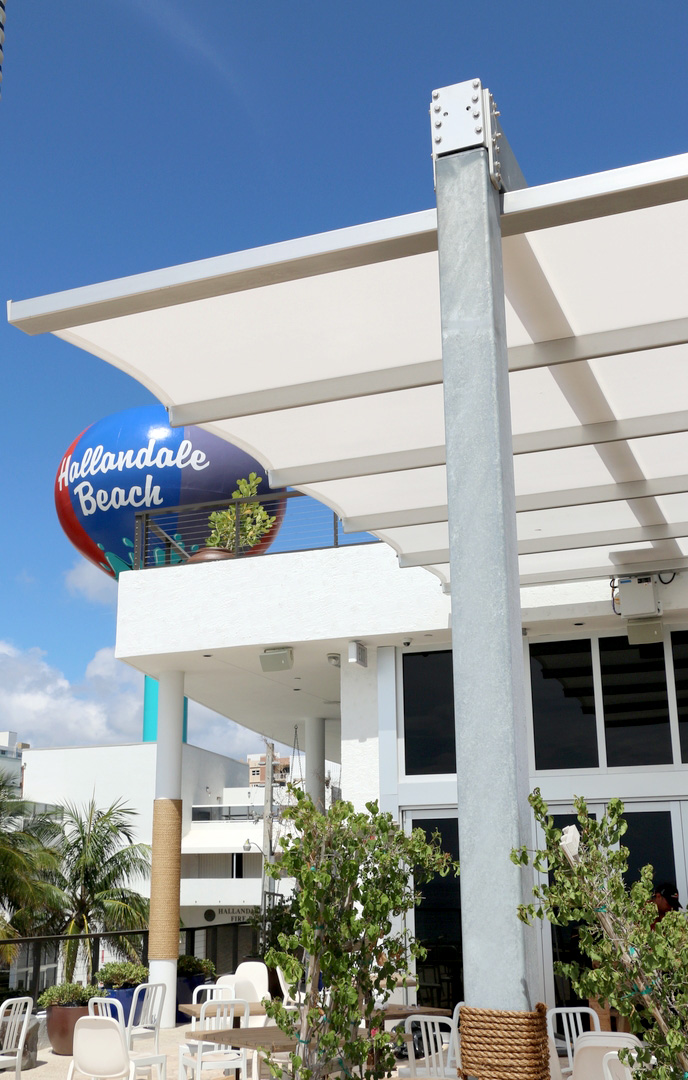 Retractable awning at The Beach Club Hallandale