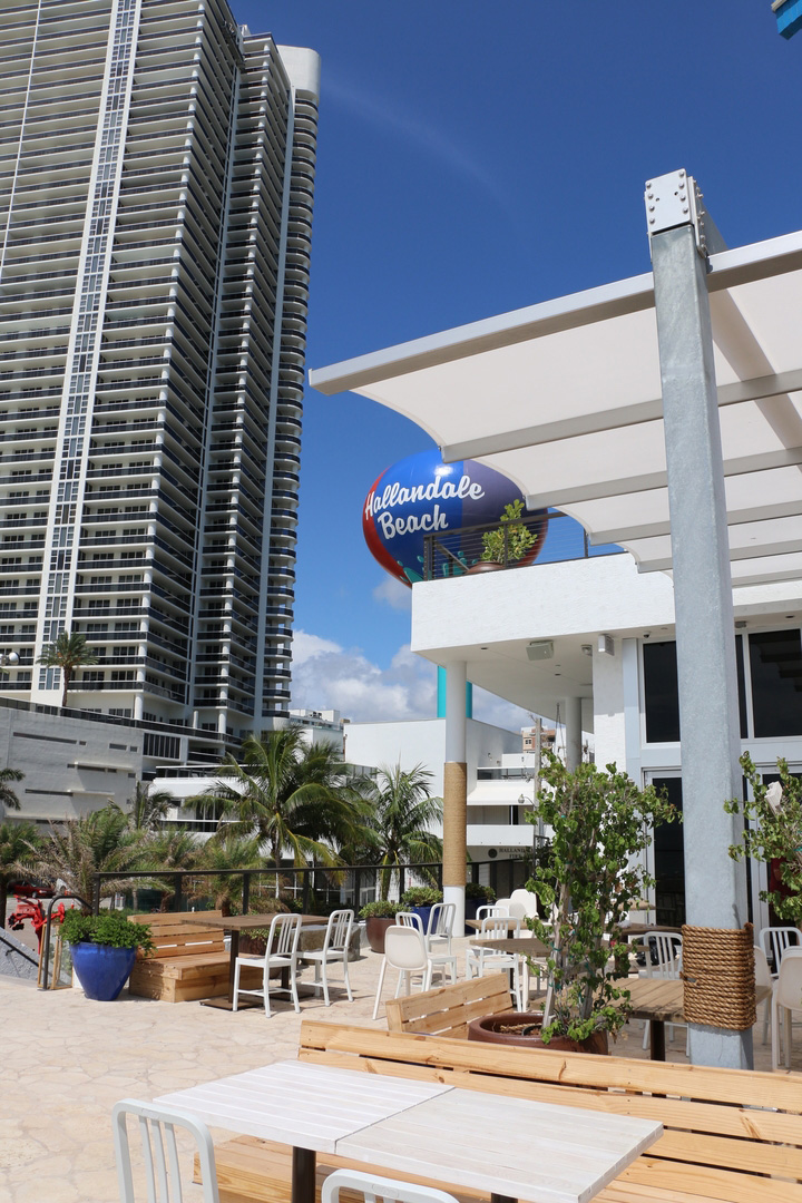 Retractable awning at The Beach Club Hallandale